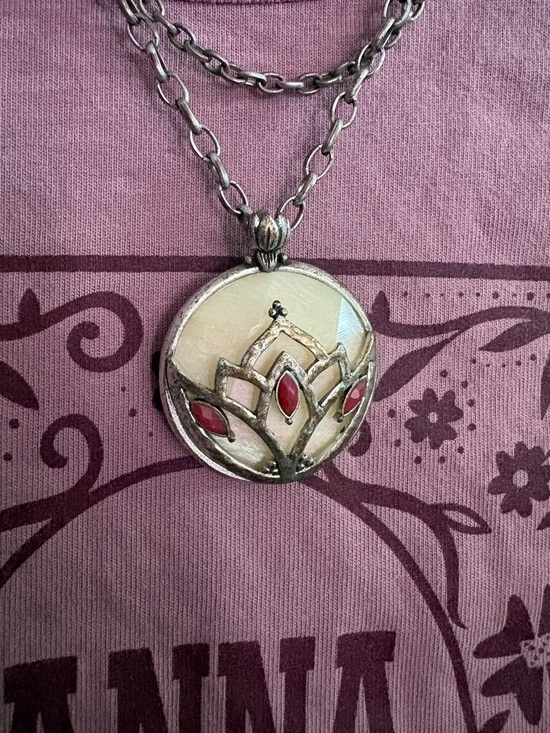 Lucky Brand Jewelry - Lucky Brand Lotus Necklace with Opal look stone & burgundy petals